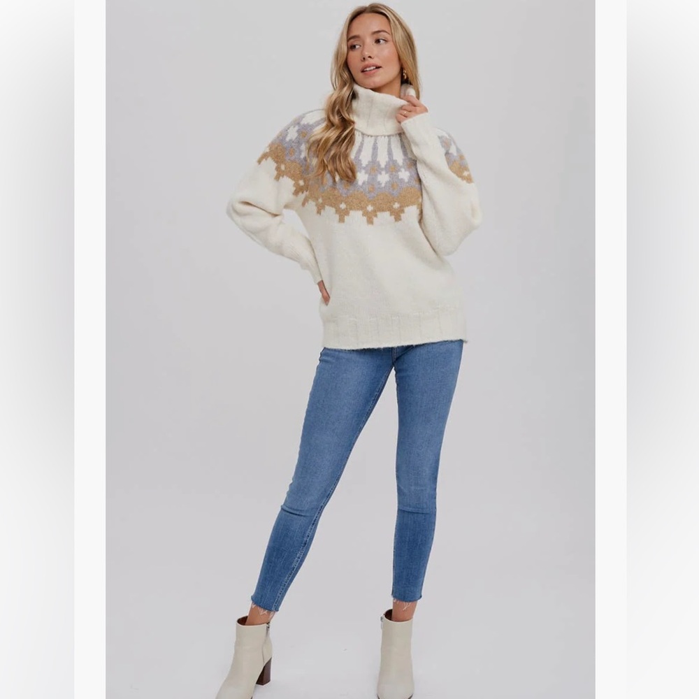 NWT Banana Republic Oversized Fair Isle Alpaca wool sweater, Size Small